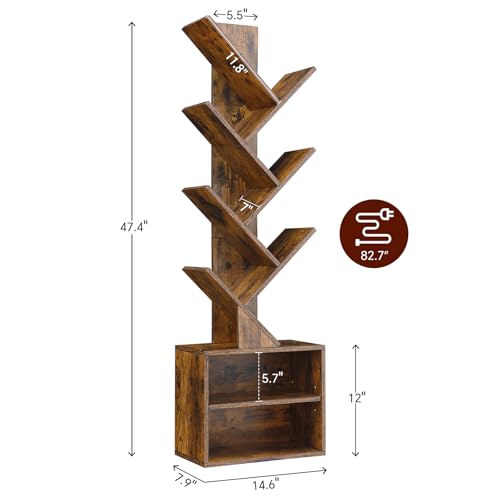 Image of SUNMORY 6 Tier Tree Bookshelf with Lights, Bookcase with Storage Organizer