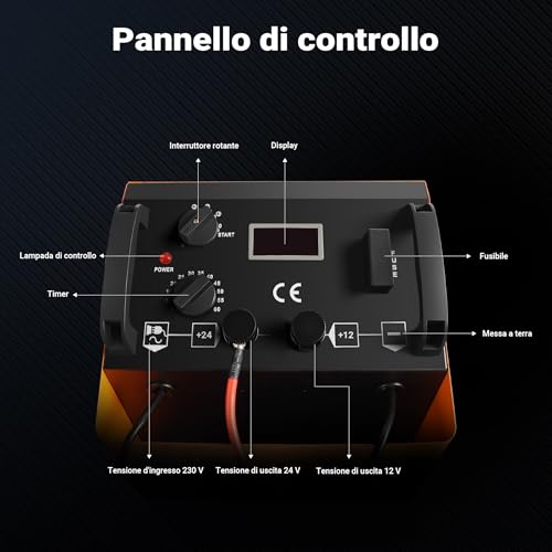 Wiltec Caricabatterie Da 12V E 24V Con Ruote, Funzione D'avviamento, Ricarica Rapida - 3