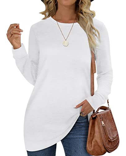 OFEEFAN Long Sleeve Shirts for Women Casual Crew Neck Fashion Winter Tunic Sweaters S