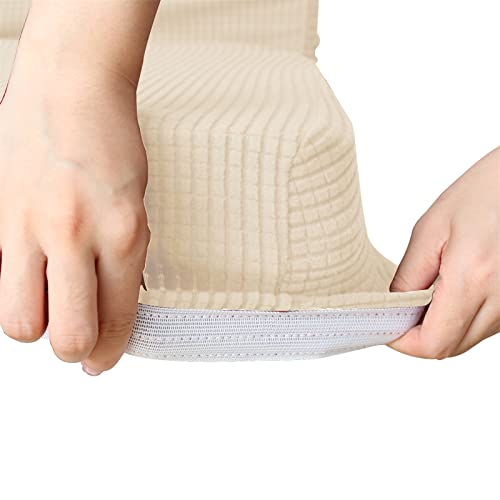 Secertmu 5 Seater Recliner Sofa Covers Stretch L Shape Sectional Sofa Slipcovers 7-Piece Velvet Stretch For Living Room Thicken Velvet Armchair Couch Covers (Beige) #TOP2