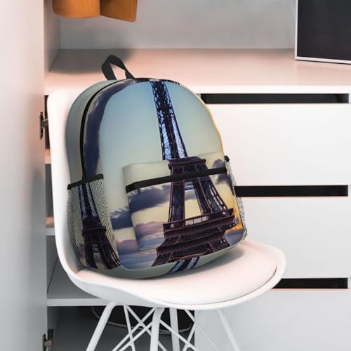 Sac à dos de voyage Tour Eiffel noir double épaule léger et réglable taille unique - 7