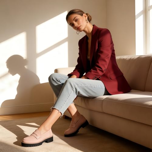 Womens Penny Loafer-Suede Chunky Oxford For Casual Business,Work And Date — view 3