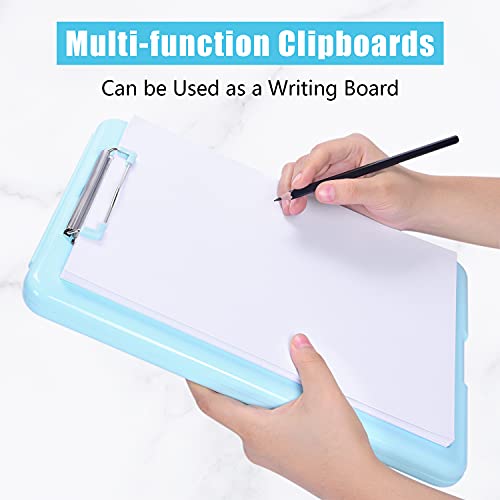 Piasoenc Storage Clipboard, Plastic A4 Letter Size Clipboard With Paper Storage, Xxl Open Foldable Storage Clipboard With Low Profile Clip, Heavy Duty Legal Clipboard For Office, School, Coach, Blue #TOP5