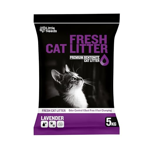 Image of Premium Bentonite Cat Litter Sand - 5Kg with Lavender Fragrance for Cats and Kittens | Clean Low-dust Strong Deodorant Litter Tray Refill with Odour Controlling and Instant Clumping