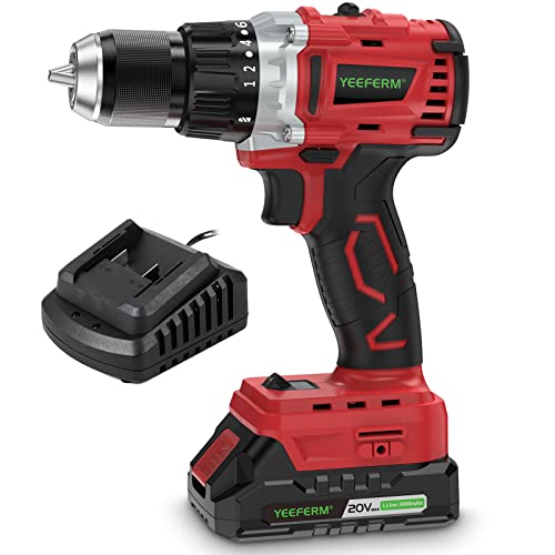 Cordless Power Drill - YEEFERM 20V Brushless Drill Driver with 2.0Ah Li-ion Battery and Charger - Electric Hand Drill Torque Max 530 In-lbs, 1/2
