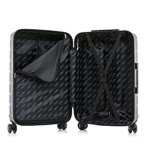 Image of InUSA TREND Luggage with Spinner Wheels | Durable lightweight Hardside Suitcase, Travel bag with Handle and Trolley, 24-Inch Medium Checked luggage | Black