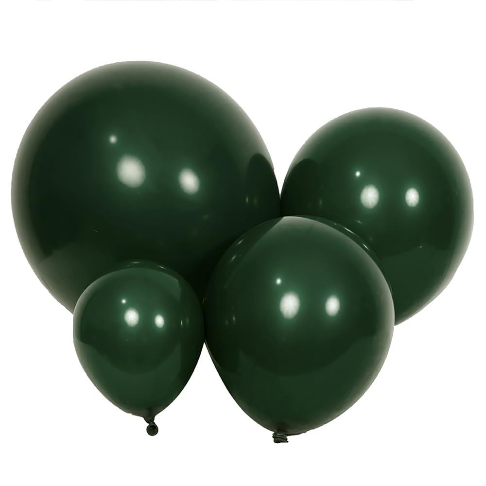 100pcs Dark Green Balloons Latex Party Balloons 18 inch +12 inch +10 inch +5 inch for Christmas Green Balloon Birthday Party Baby Shower Decoration