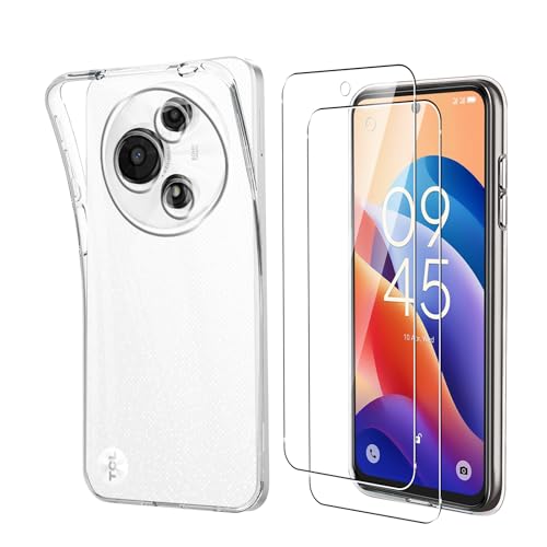 Case for TCL 60 SE/TCL 605 + 2 Pack Screen Protector, Electro-weideworld Ultra Thin Shockproof Soft Silicone TPU Clear Phone Case for TCL 60 SE/TCL 605