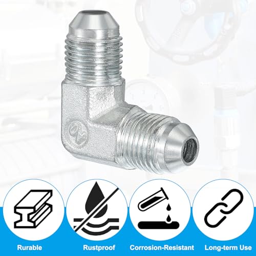 Image of PATIKIL Hex Reducing Nipple Connectors Pipe Adapter 1 /2 inch Male 37 Flare JIC x 1 /2 inch g Male 90 Adapter, Pipe Fitting Reducer Nipple Adapter Plated Steel Hydraulic Fitting