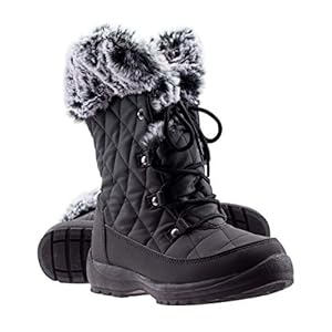 ArcticShield Women’s Warm Waterproof Insulated Comfortable Memory Foam Fur Winter Snow Boots (6 D(M) US Women’s, Black)