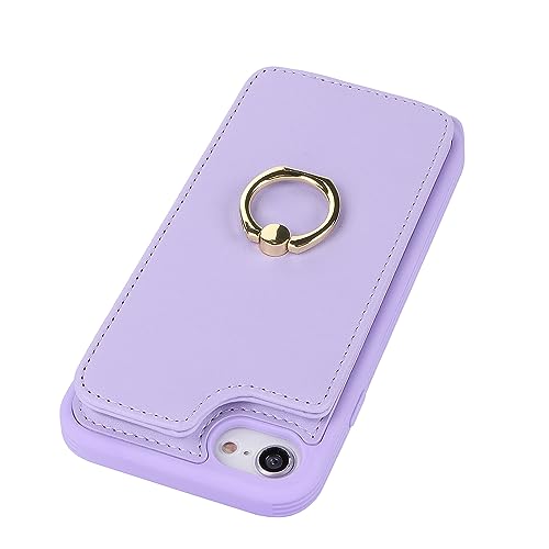 Image of for iPhone 7 Plus / 8 Plus Case with Card Holder and Strap for Women,Crossbody Lanyard,Kickstand Ring Stand,Snap Clasp,Phone Wallet Cases 5.5 inch(Purple)