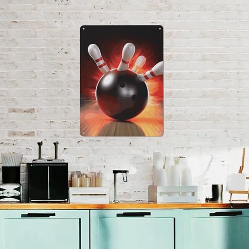 Affiche murale en métal bowling déco salon et bar