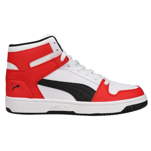 PUMA PUMA Mens Rebound Layup Sneaker, WIDE White- Black-High Risk Red, 11