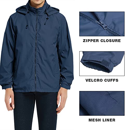 MYJAJAYI Mens Lightweight Windbreaker Waterproof Rain Jacket Hooded Windbreaker Jacket with Zipper Closure4