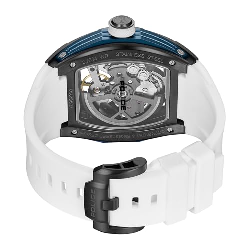 Image of Police Tampa 42mm Men's Automatic Black /Blue Dial with White Silicon