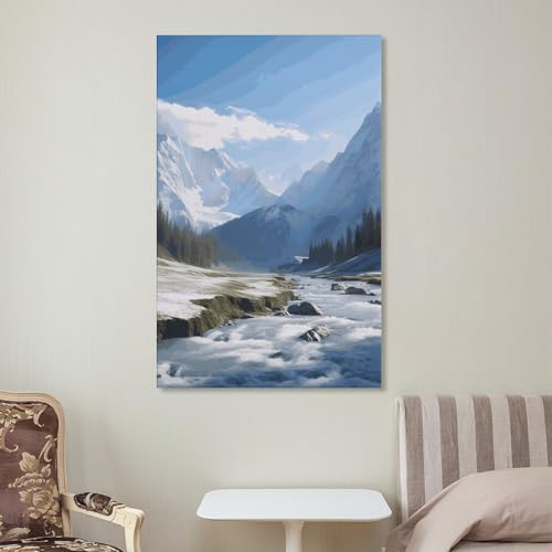 Impression sur toile sommets enneigés pour illuminer une chambre sombre