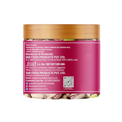 Image of YUM YUM Pistachios Roasted & Salted, Pista, 200g, Rich In Protein, Phosphorus, & Dietary Fibre, Premium Nuts & Dry Fruits, Crunchy & Delicious Healthy Snack