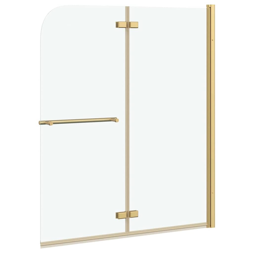 Box Doccia 120x140 Pieghevole in Vetro di Sicurezza e Alluminio Oro - Paraspruzzi per Vasche Doccia