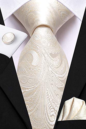 Image of Hi-Tie Men's Suspenders and Tie Set Silk Adjustable Elastic Y Braces with Strong 6 Clips Pocket Square Set