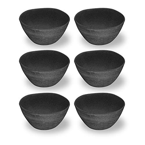 Tarhong Faux Real Blackened Wood Cereal Bowl, 6”, 13.5-Ounce, Planta (Majority Plant Based Melamine Material), Shatterproof, Indoor/Outdoor, Set Of 6 #TOP5