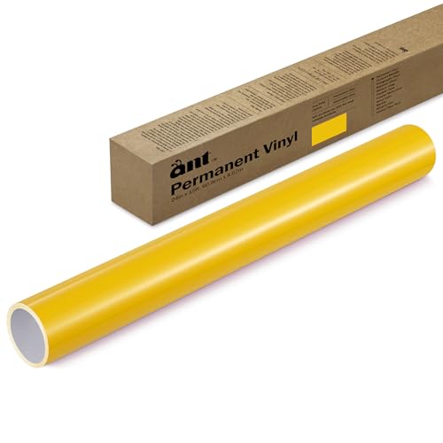 ANT Yellow, 24" x 15’, Permanent Vinyl Roll, Adhesive Vinyl Roll, for DIY Project, Decal, Sticker, Compatible with Cricut, Cameo, Silhouette, Weather-Resistant