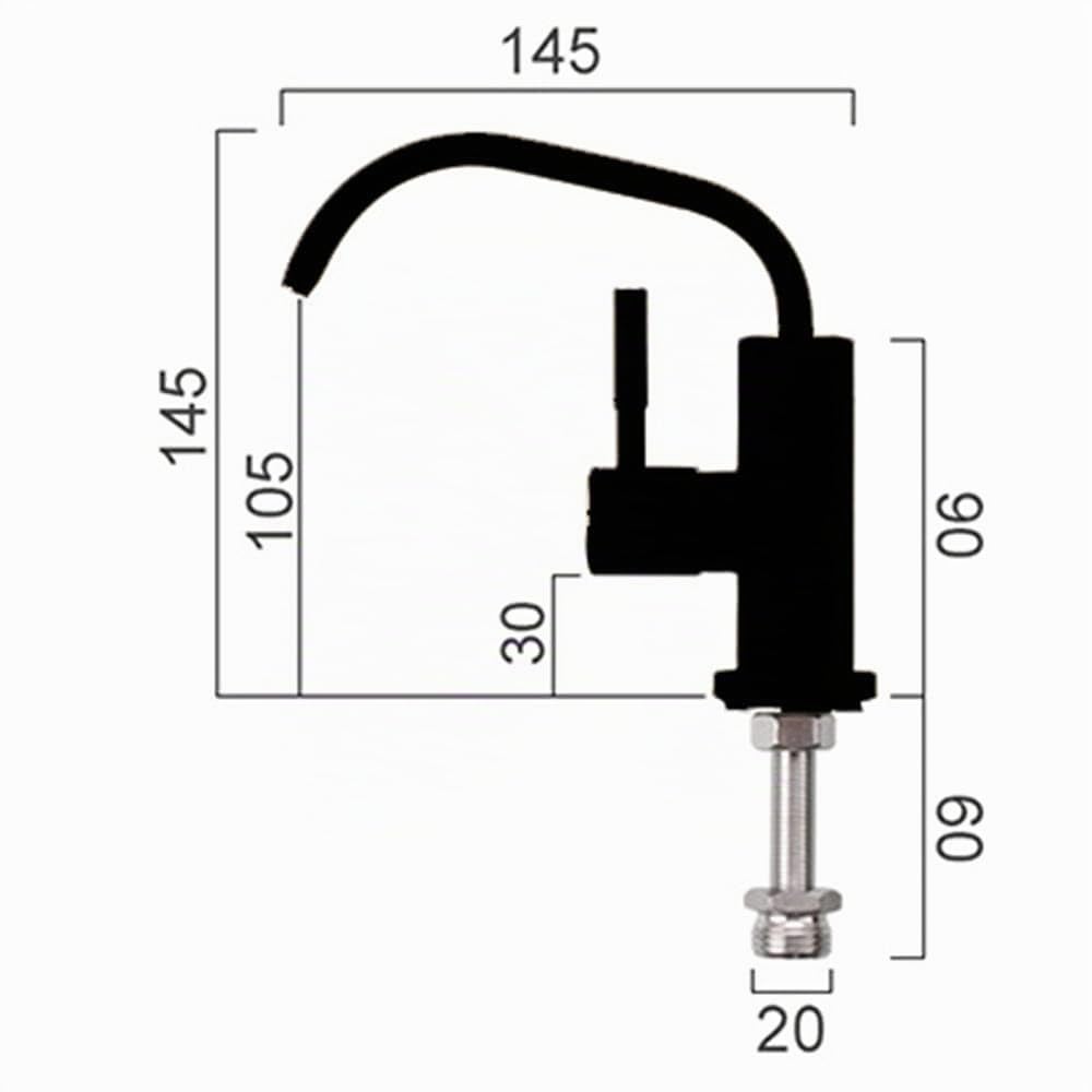 Grifo Cocina Grifo Osmosis 360 Giratorio Caño para Equipos de Ósmosis Inversa Fregadero Filtro - Negro