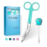 YUME TCAE Schere aus Edelstahl mit römischer Spitze + einziehbarer Schlüsselanhänger | Schere mit Entenspitze | Perfekte Geschenke für Krankenschwestern | TCAE Zubehör (Blau)