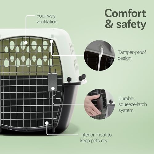 Petmate Pet Porter Fashion Dog Kennel Plastic Crate for Pets 15-20 lbs, Pet Carrier For Home and Travel, Made in USA, 24" L x 14.5" H, Pale Aqua and Black by Petmate - Image 3