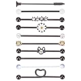 NICENEEDED 10 Pieza de Joyería para Piercing Industrial 14G, Kit de Pendientes de Barras Industriales de Acero para Mujeres Y Hombres