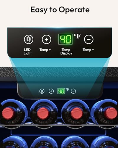 Image of EUHOMY 16 Bottle Wine Cooler Refrigerator, Compressor Wine Fridge with Glass Door, Freestanding Wine Cellar with Digital Temp Control & LED Light for Red White Wine Beer Home Bar Office, 1.7 Cu.Ft