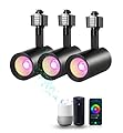 CLOUDY BAY [3 Pack] Smart WiFi LED Track Lighting Heads,Track Light Heads Compatible with Alexa Google Home,RGBCW Color Changing,No Hub Required,2700K-5000K,CRI 90+,750LM,Black