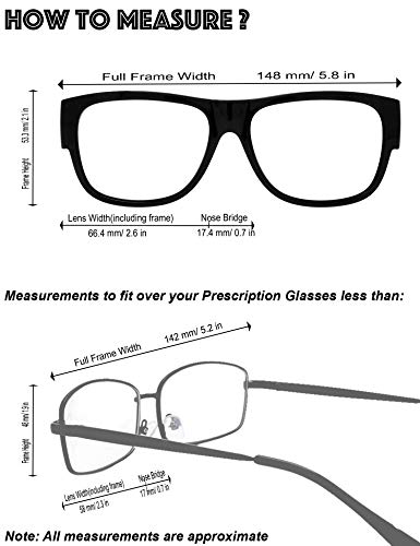 Image of The Fresh High Definition Polarized Wrap Around Shield Sunglasses for Glasses - Leather Eyeglasses Case