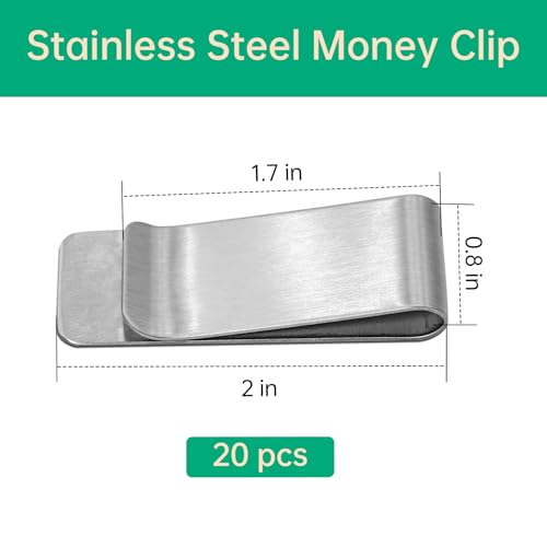 20Pack Stainless Steel Money Clip Silver Slim Cash Clip for Men, Credit Card Holder Metal Money Clips Minimalist Pocket Cash Wallet2