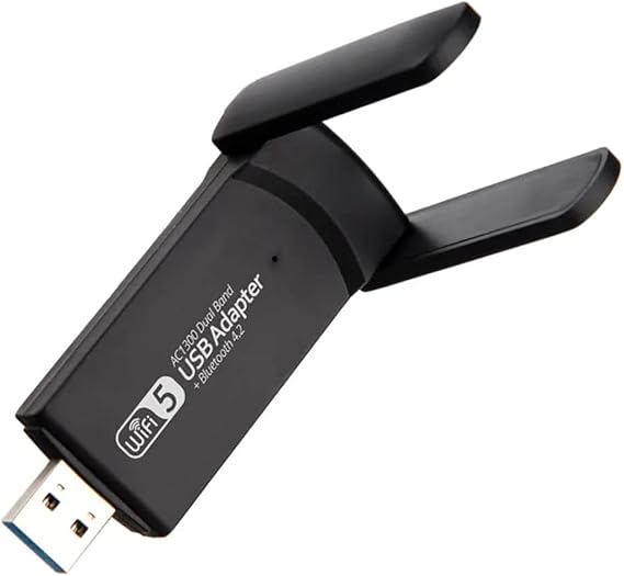 Coverzone Wireless Adaptör Wifi Ağ Kartı Masaüstü Bilgisayar Pc ile Uyumlu 2,4G 5G Destekler 1300Mbps Usb 3.0 Dual Band Usb Adapter 2,4Ghz-5,82Ghz AC1300