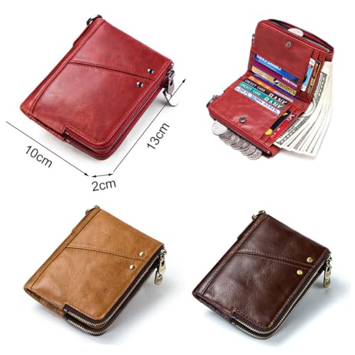 Men Red Theft Leather Wallet Multifunctional Credit Card Holder Coin Purse for Daily Use Stylish Design Storage for Cash and Cards2