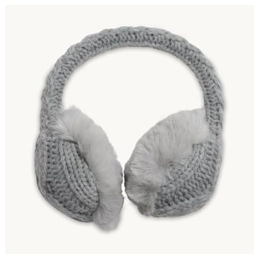 Turtle Fur Women's Ear Muffin Faux Fur Lined Cable Knit Ear Muffs, Smoke