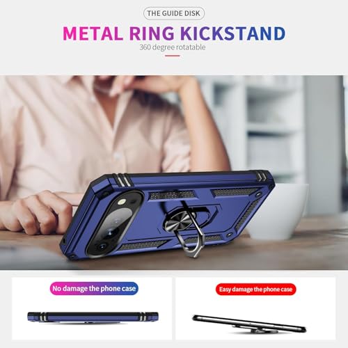 Image of REALCASE Google Pixel 10 Pro Back Cover Case | Heavy Duty Dual Layer Hybrid Shock Proof Armor Defender Ring Case Back Cover for Google Pixel 10 Pro 5G (Blue)