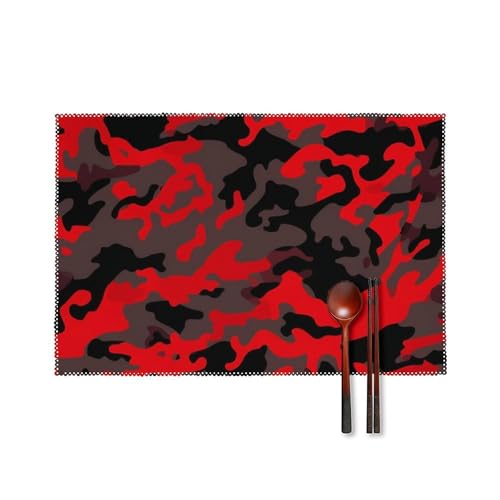 Sets de table infroissables camouflage rouge pour table propre et sans tache - 2
