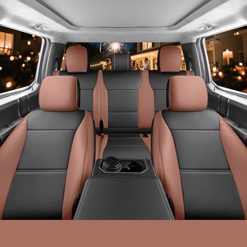 Image of Red Rain Leather Car Seat Covers for 2015-2025 Ford F150 SuperCrew /CrewCab