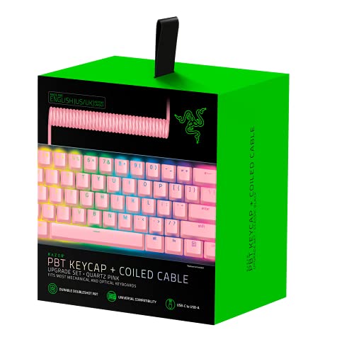 Capuchons PBT Razer et câble spiralé Quartz pour clavier gaming US Layout