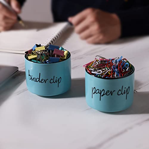 Ontube Ceramic Paper Clip Holder And Binder Clip Holder Set Dispenser Organizer For Desk (Turquoise) #TOP6