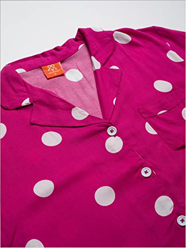Image of Evolove Women's Cotton Full Sleeves Collared Night Suit Set /Top Pyjama Set Super Soft Comfortable (Nightsuit-Collar-FS-1)