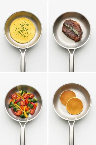 Miniatura 4 de Wecook! Pro Sartén De Acero Inoxidable 18 10 20 Cm Apta Para Inducción, Base Tricapa, Mango Ergonómico Y Remachado En Acero Inoxidable, Apta Para Horno 200 C, Lavavajillas, Plateado