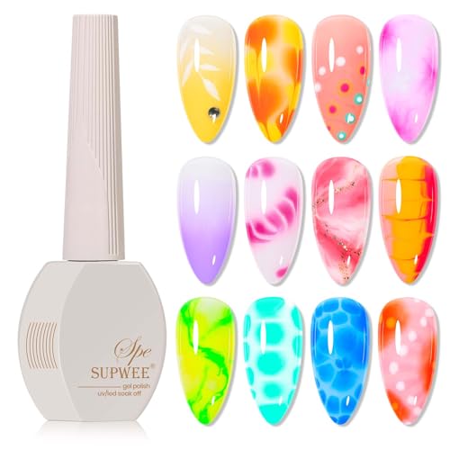 Clear Blooming Gel Nail Polish, 15ml Blossom Nail Gel Polish for Spreading Effect Marble Nail Polish Art Polish Soak Off UV LED Lamp Gift for Mother's Day