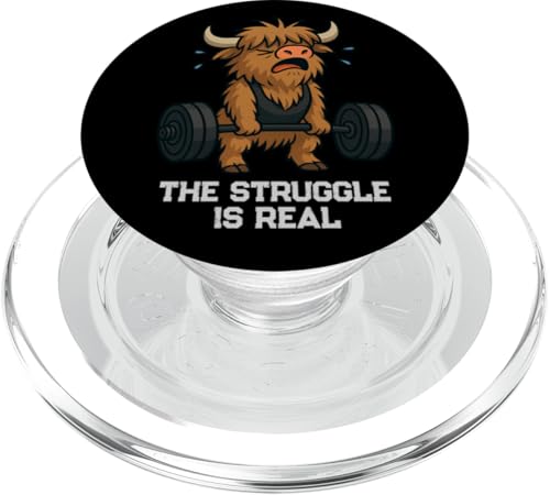 Highland Cow Gym Rat Deadlift La lotta è reale Uomini Donne PopSockets PopGrip per MagSafe