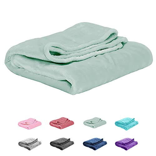Image of UOZZI BEDDING All-Season Green Flannel Fleece Baby Blanket for Girls & Boys - Ultra Soft Plush Thin Kids Toddler Blanket for Crib, Pram Strollers, Sofa, 100% Microfiber Polyester 27"x39"