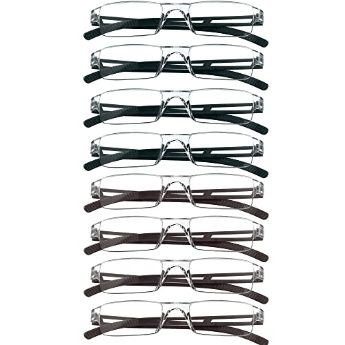 Image of 8 Pack Reading Glasses, Blue Light Blocking Computer Reading Glasses for Women and Men, Lightweight Readers (4 Black+4 Brown,+1.25Magnification)