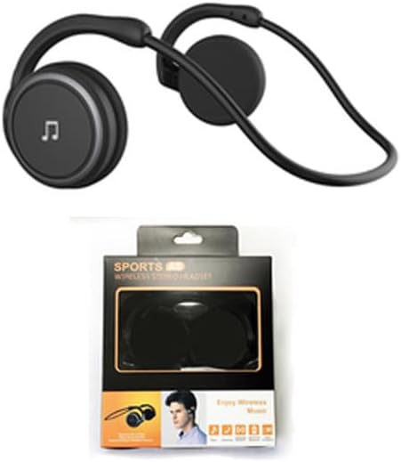 Arikasen A6 Bluetooth Headset, black, showing the on-ear design and the behind-the-neck band.