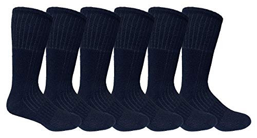 Yacht & Smith Mens Bulk Military Thick Padded Terry Lined Cotton Socks, Size 10-13, 6 Pair Black, One size