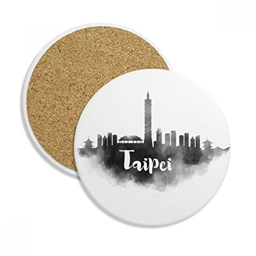 DIYthinker Taipei Taiwan Chine Point de repère d'encre Ville Pierre Boisson Céramique sous-Verres pour la Tasse Coupe 2pcs Cadeaux Multicolor